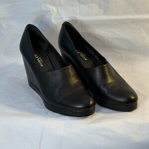 Black Wedge Leather Shoes - Audley London